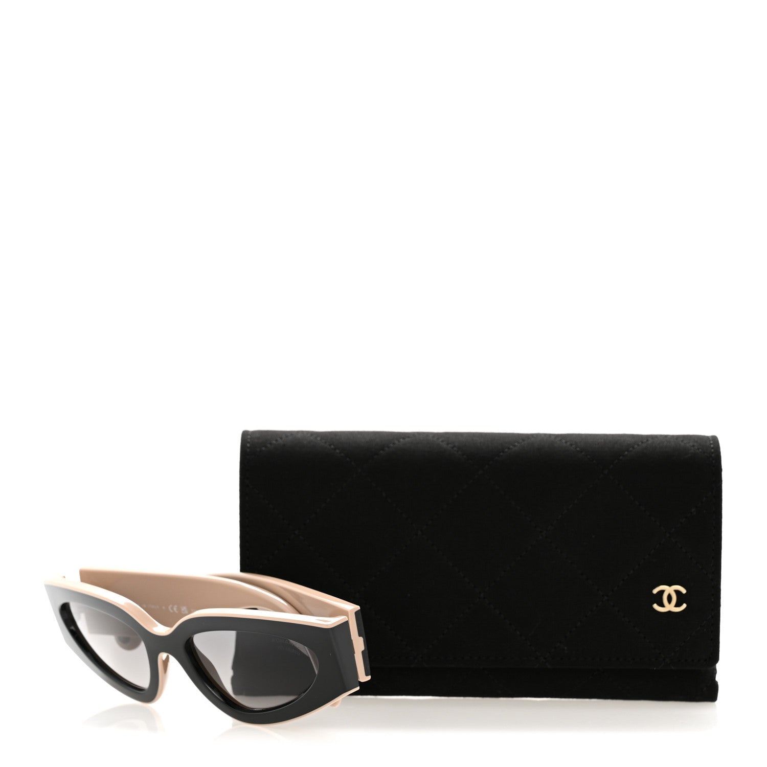 Acetate Cat Eye Sunglasses 6056 Black Beige