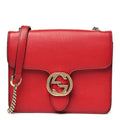 Gucci Dollar Calfskin Small Interlocking G Shoulder Bag Red