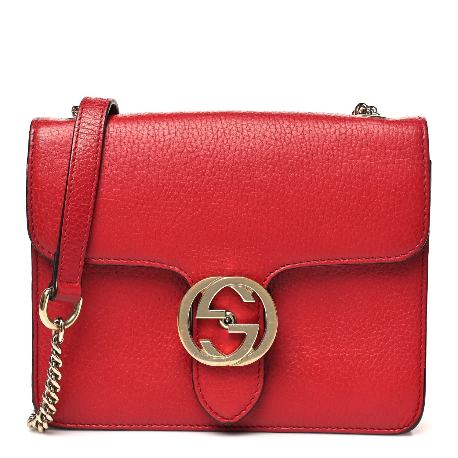 Gucci Dollar Calfskin Small Interlocking G Shoulder Bag Red