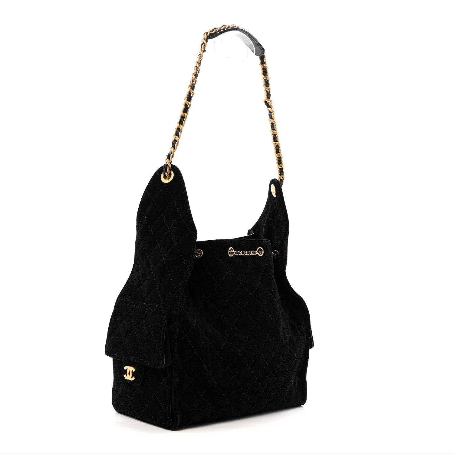 Chanel Suede Quilted Medium Chanel 25 Handbag Black