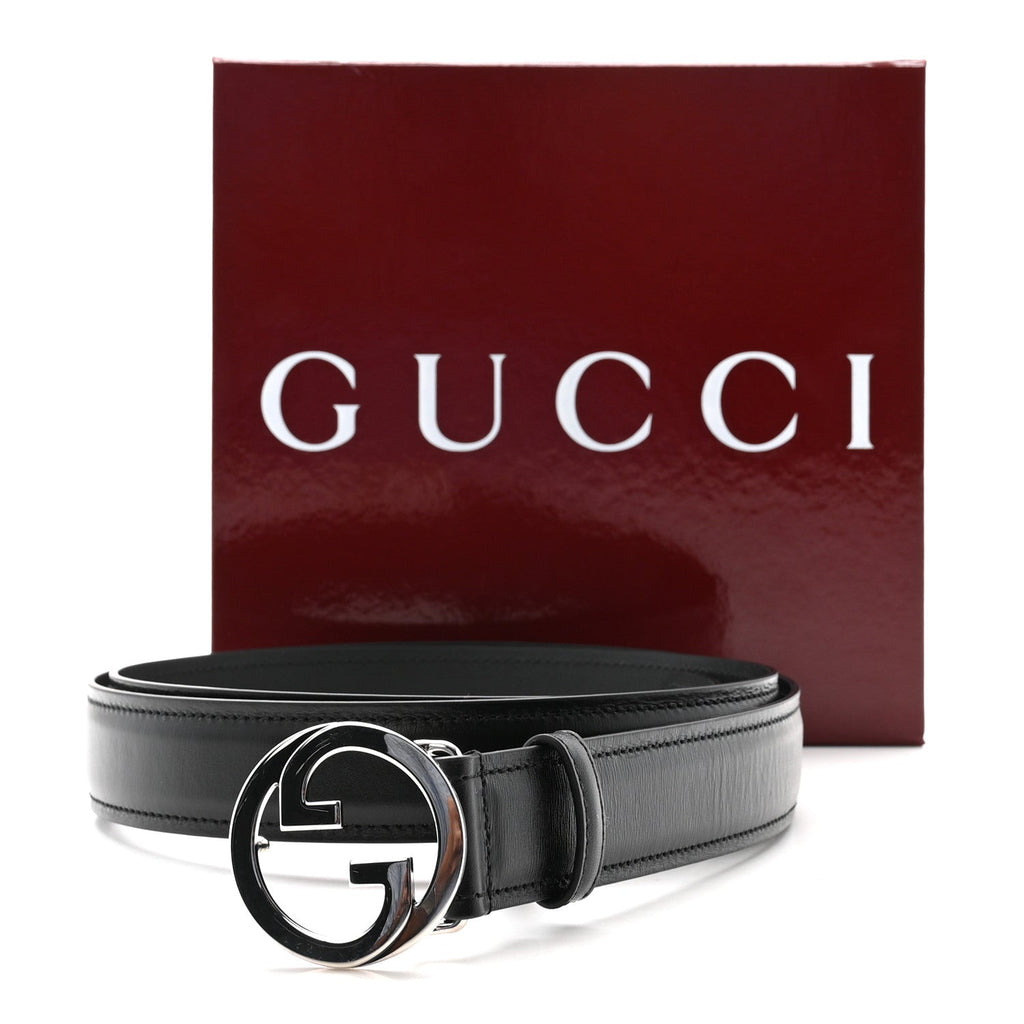 Gucci Lux Calfskin Blondie Interlocking G 30mm Belt 110 44 Black