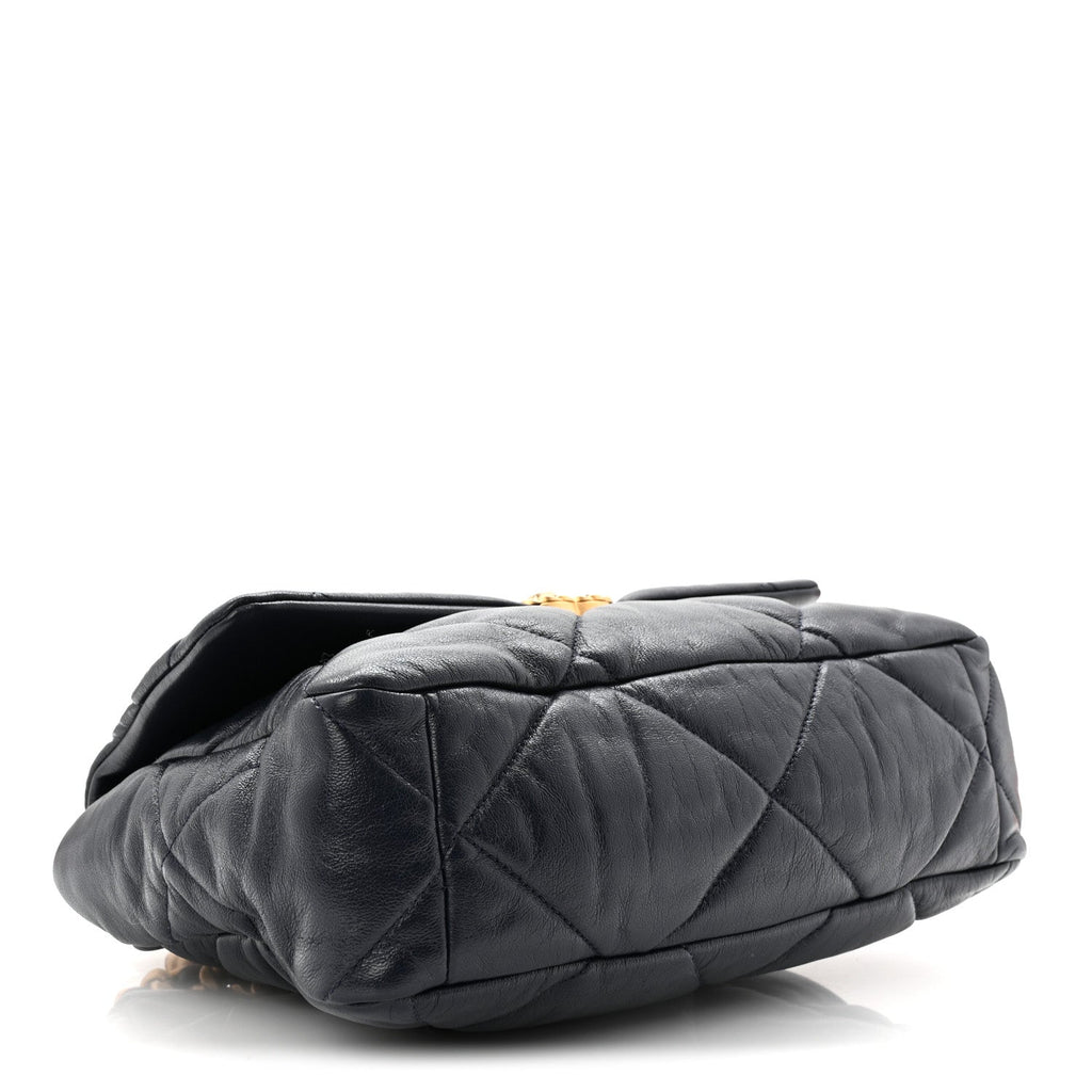 Chanel Goatskin Quilted Large Chanel 19 Flap Navy Blue
