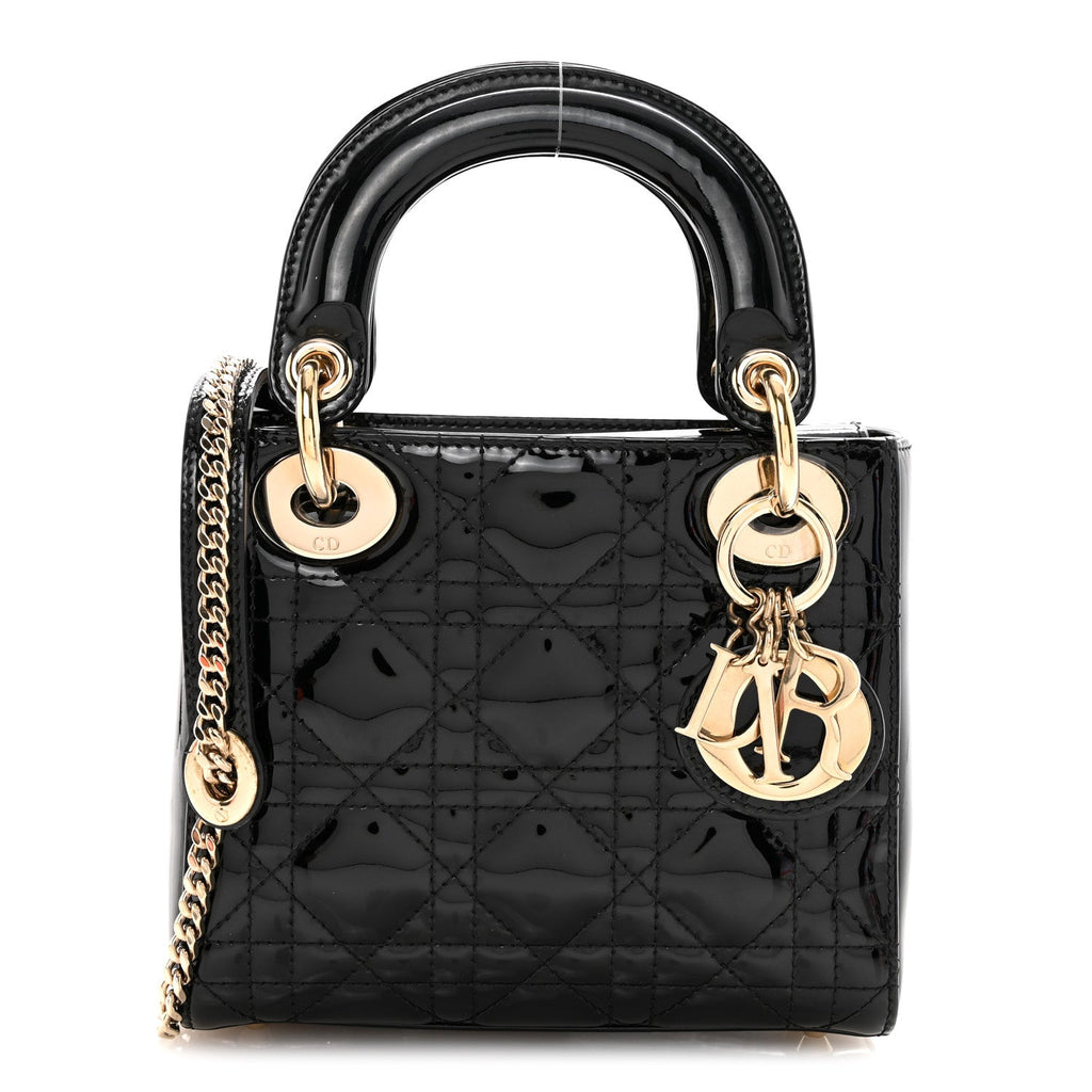 Christian Dior Patent Cannage Mini Lady Dior Black