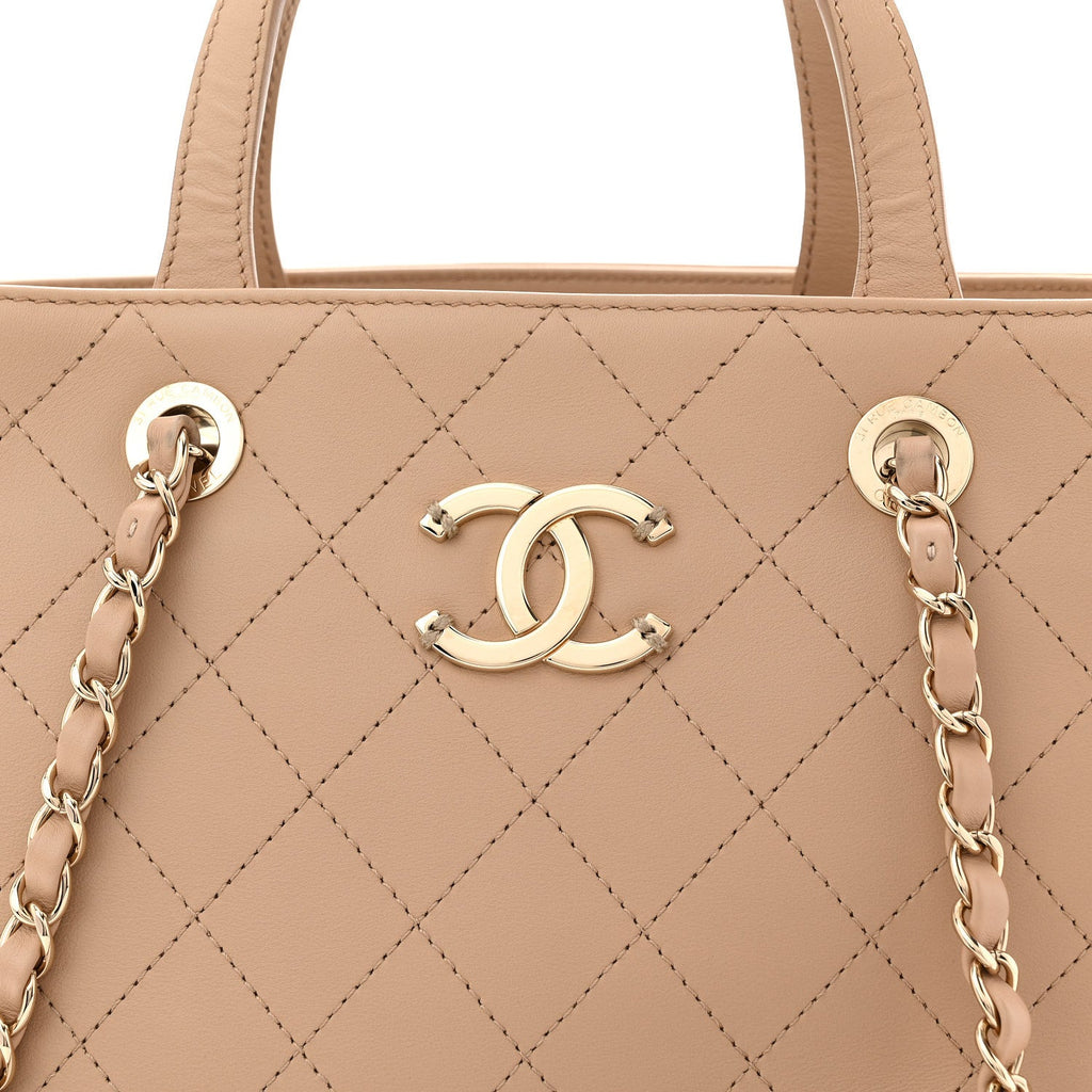 Chanel Calfskin Large Serial Shopper Tote Beige