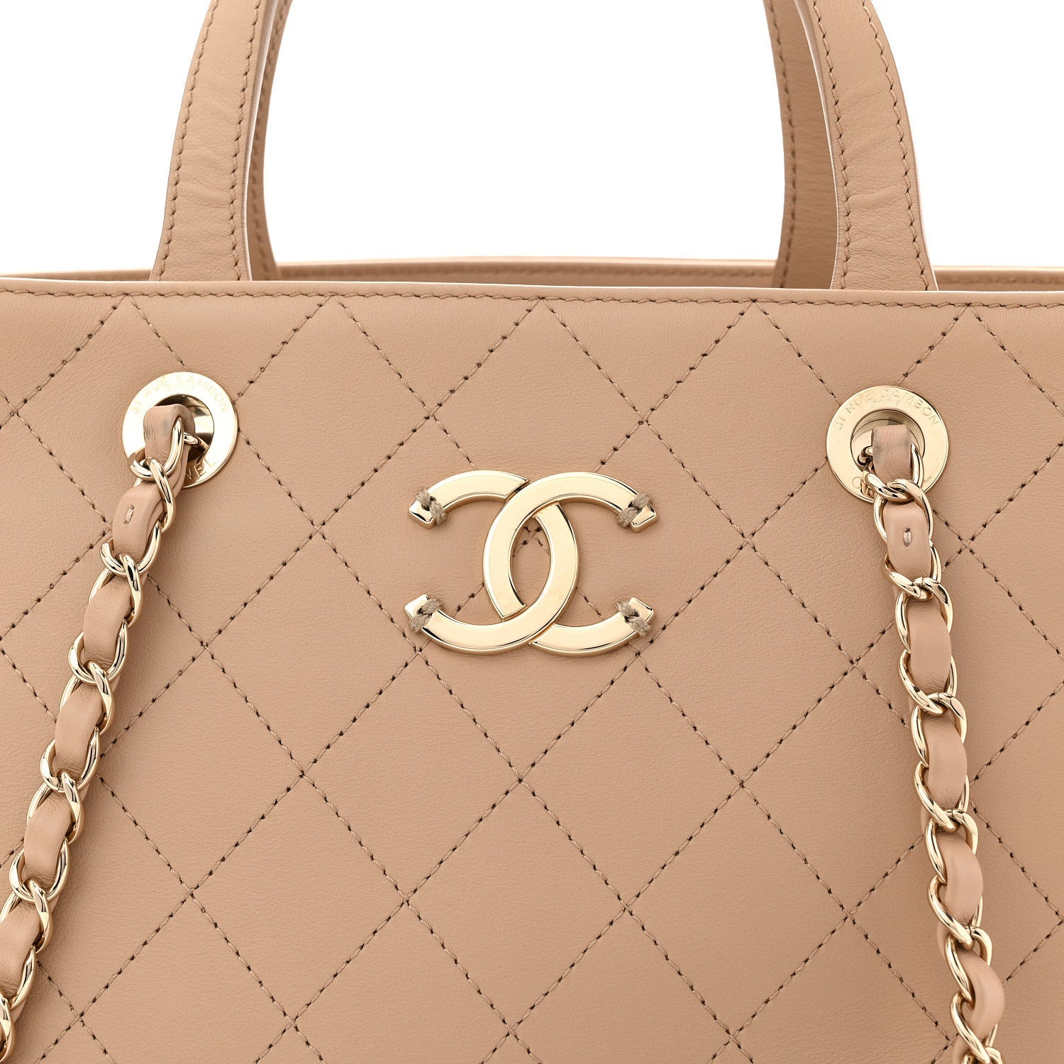 Chanel Calfskin Large Serial Shopper Tote Beige