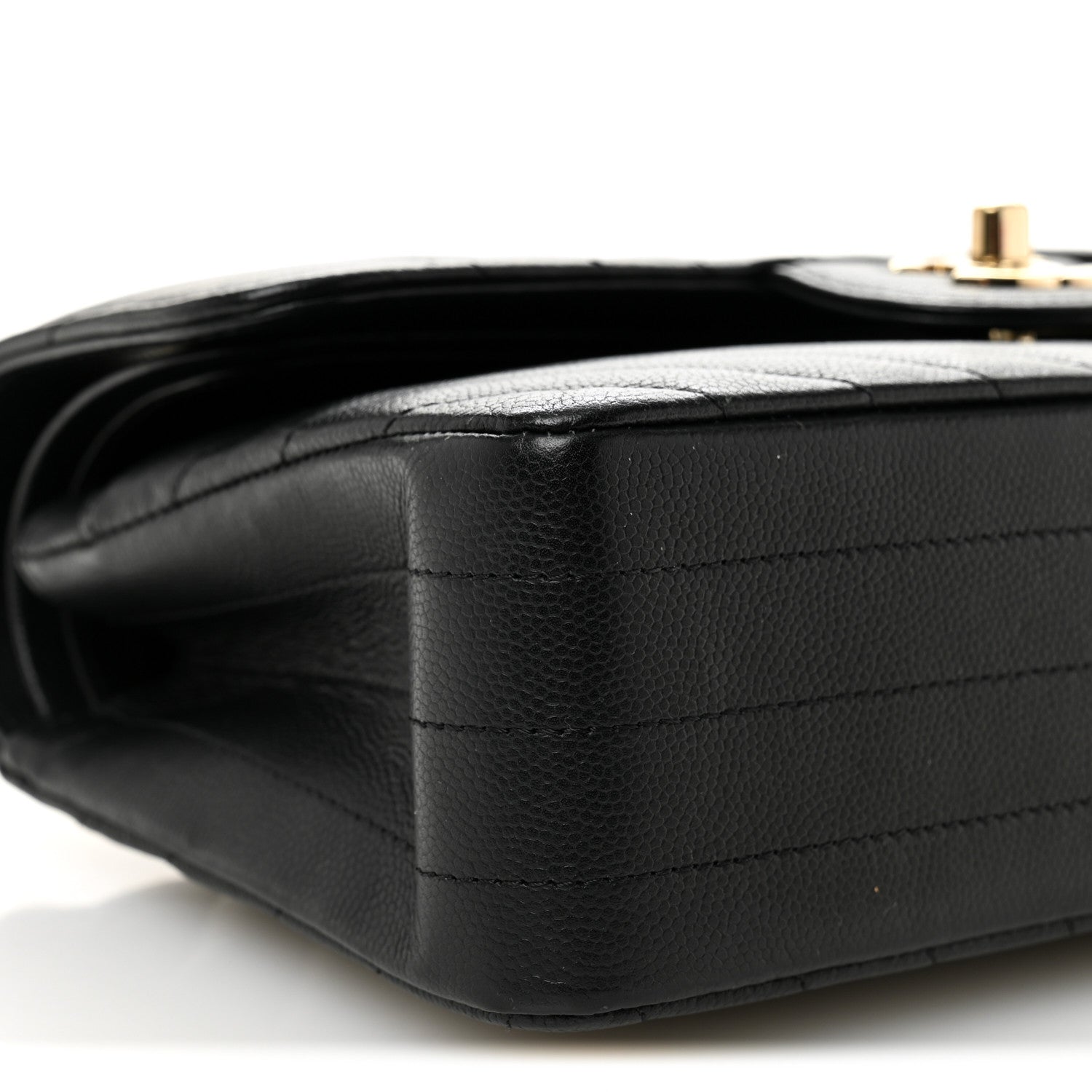 Chanel Caviar Flat Chevron Quilted Small Double Flap Black