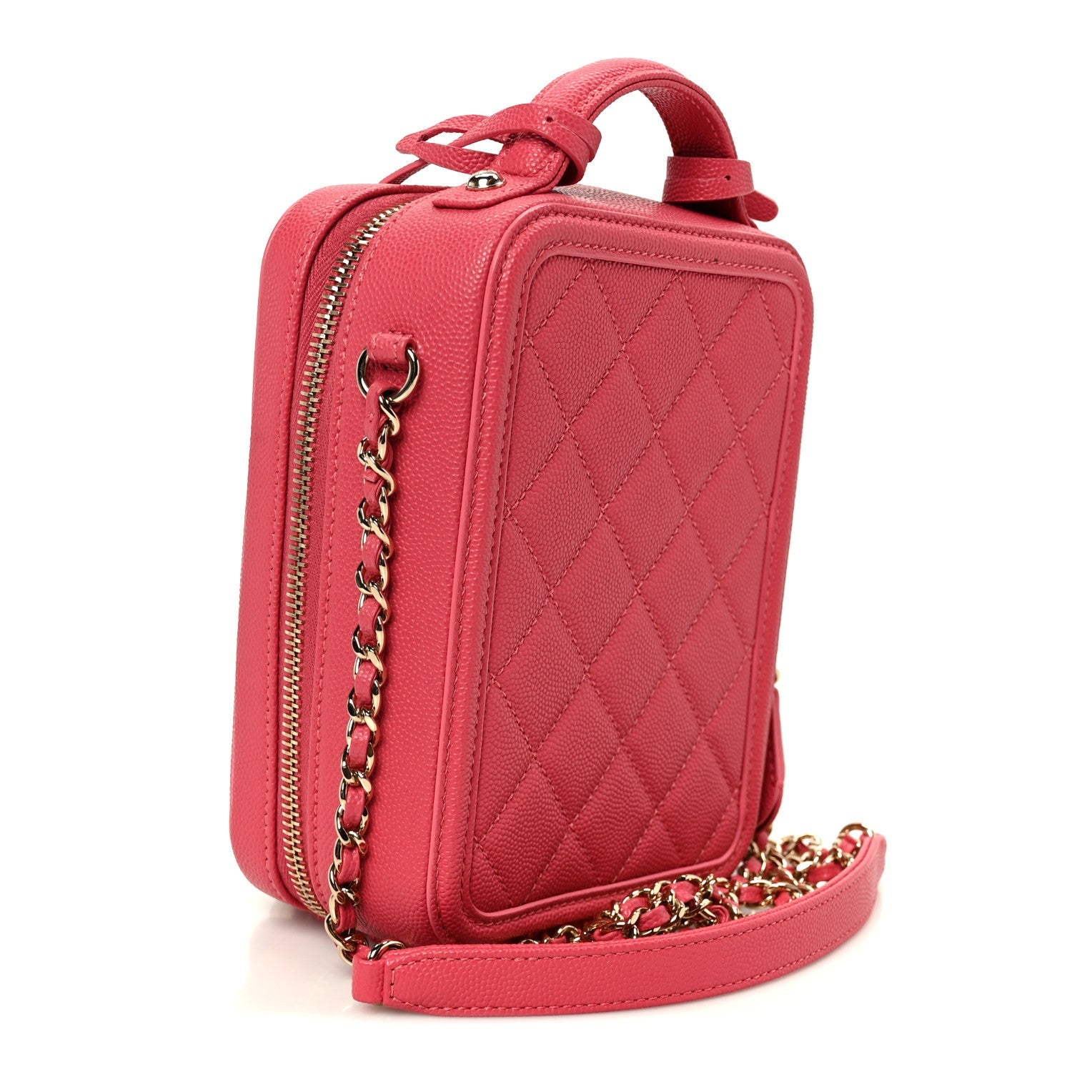 Chanel Caviar Quilted CC North South Filigree Vanity Case Pink