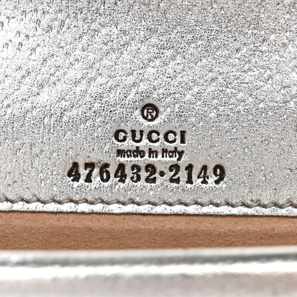 Gucci Metallic Calfskin Super Mini Dionysus Shoulder Bag Silver