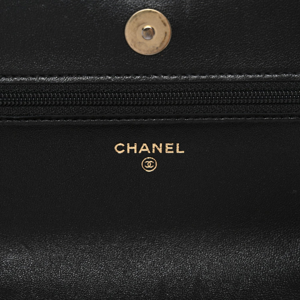 Chanel Lambskin Quilted Chanel 19 Wallet On Chain WOC Black