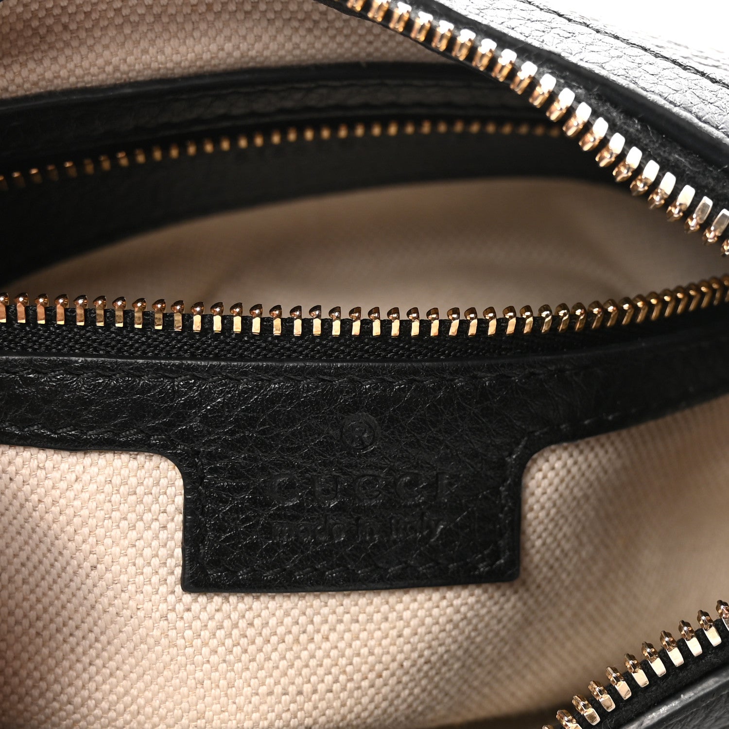 Gucci GG Grainy Calfskin Emblem Small Half Moon Shoulder Bag Black