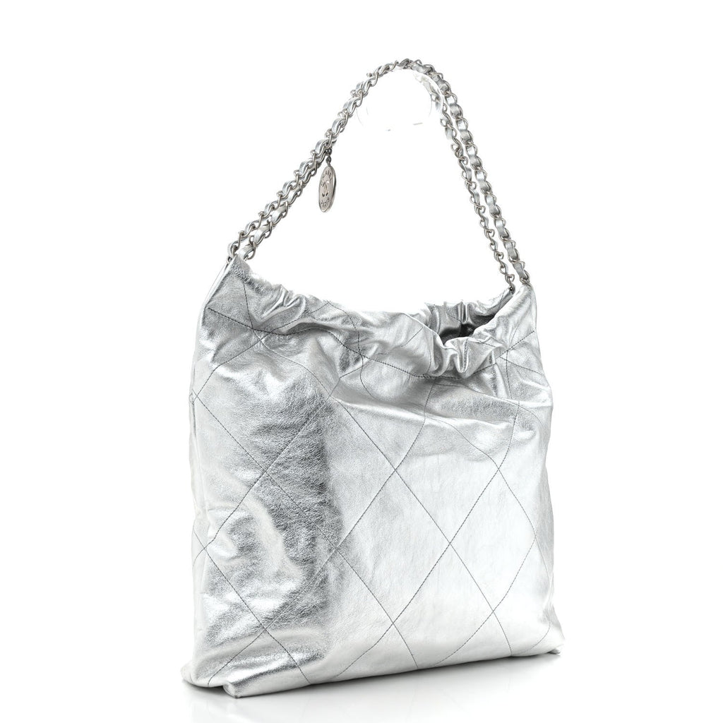 Chanel Metallic Calfskin Quilted Chanel 22 Silver