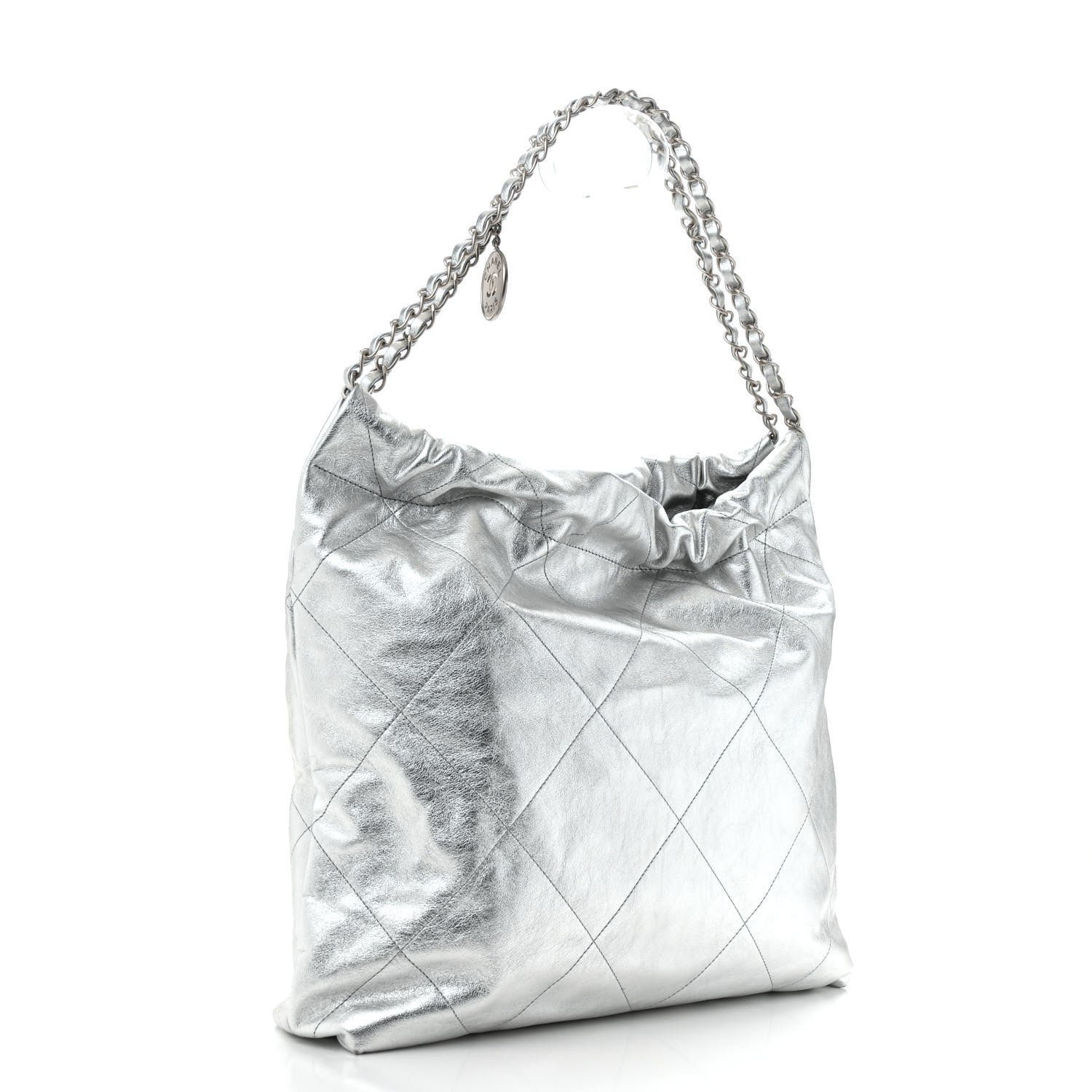 Chanel Metallic Calfskin Quilted Chanel 22 Silver