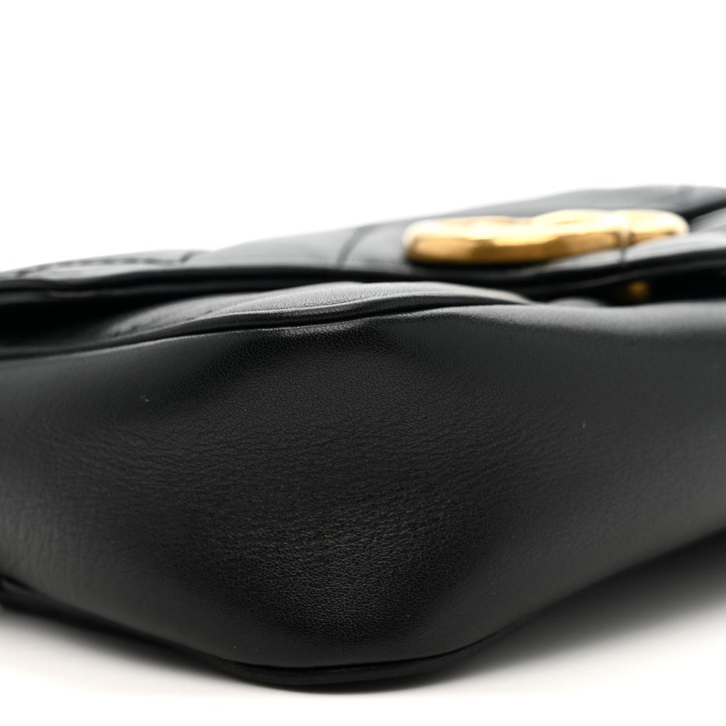Gucci Calfskin Matelasse Super Mini GG Marmont Shoulder Bag Black