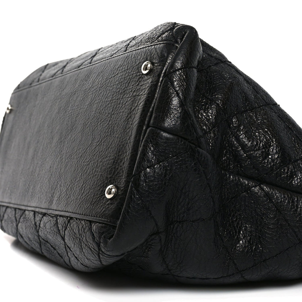 Chanel Glazed Calfskin Large On The Road Tote Black