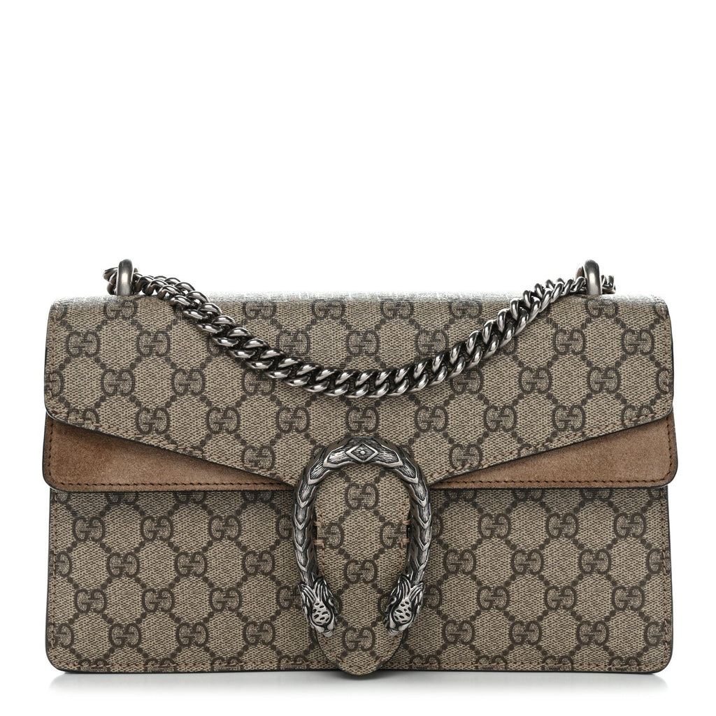 Gucci GG Supreme Monogram Small Dionysus Shoulder Bag Taupe