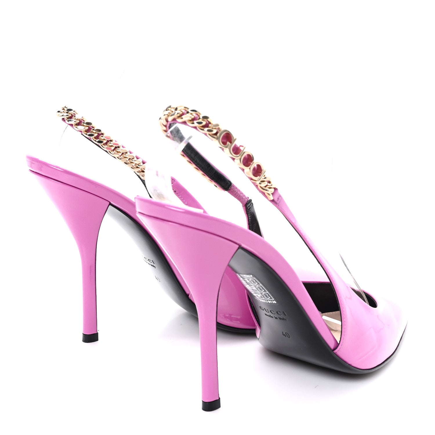 Gucci Vernice Crystal Nappa Charlotte Signoria 105 Slingback Pumps 40 Libre Pink