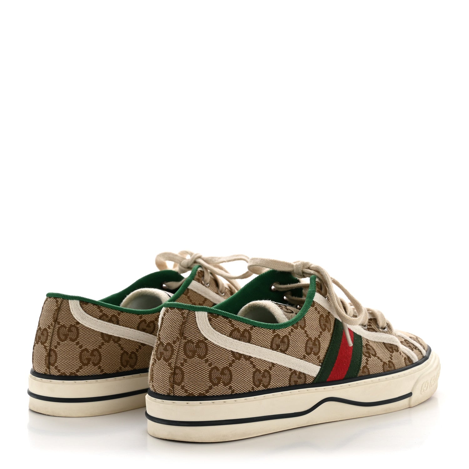 Gucci GG Monogram Web Womens 1977 Tennis Sneakers 40.5 Beige Ebony Mystic White