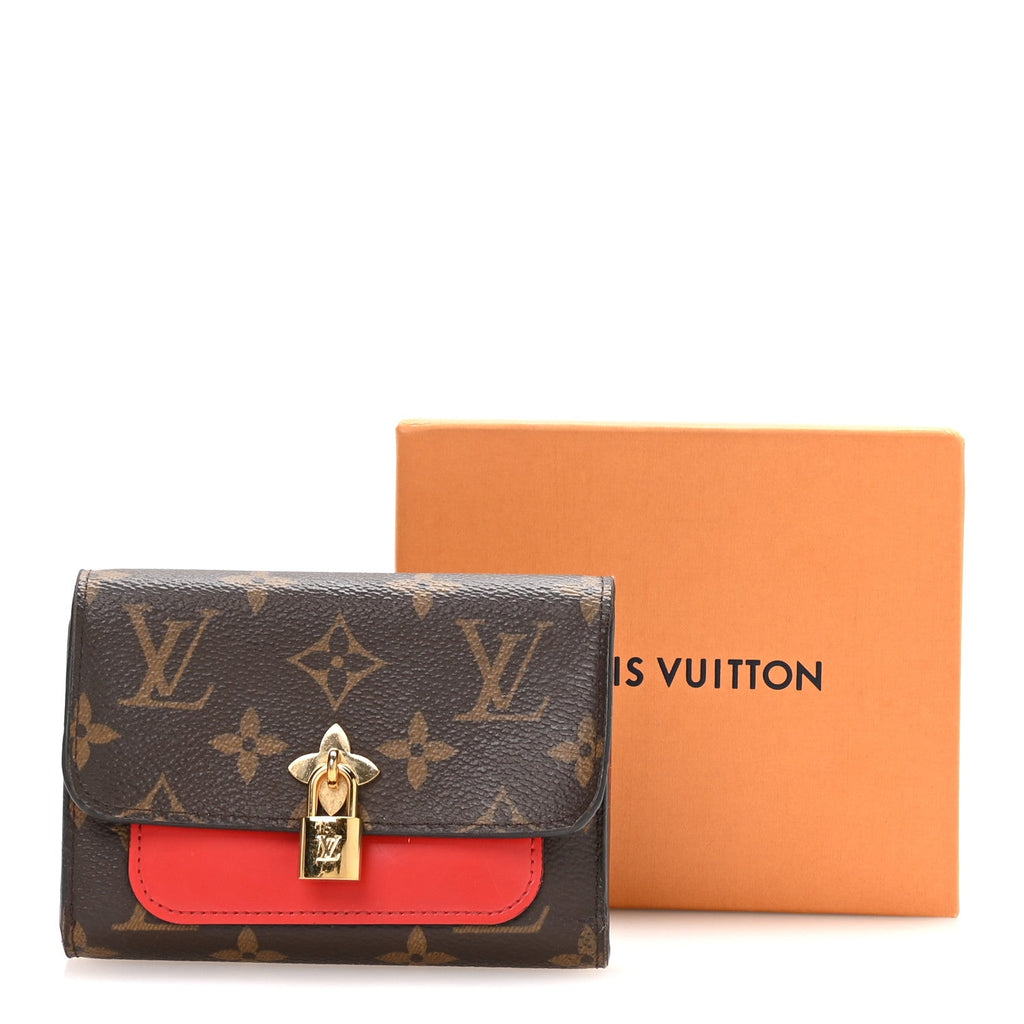 Louis Vuitton Monogram Flower Lock Compact Wallet Coquelicot