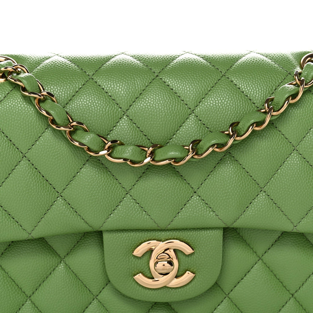 Chanel Caviar Quilted Small Double Flap Green