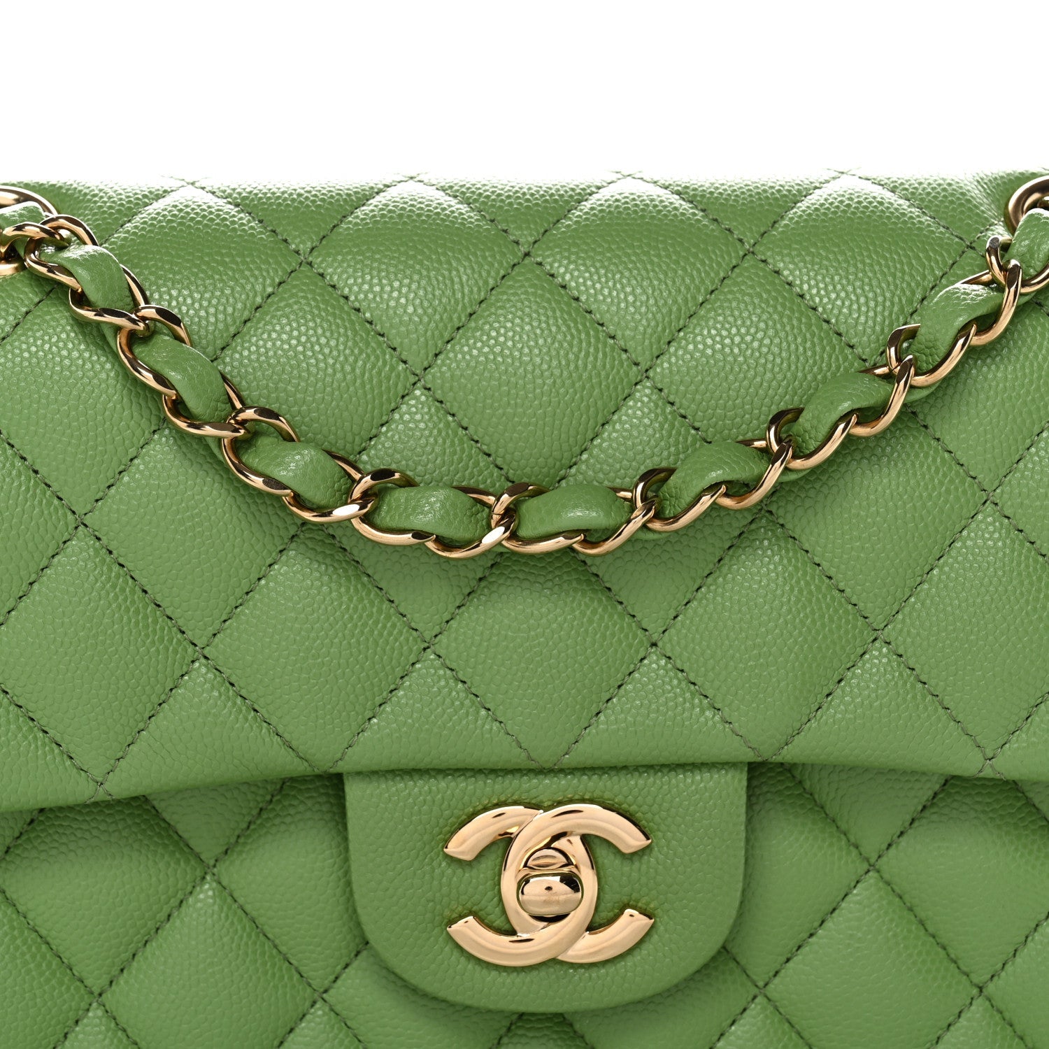 Chanel Caviar Quilted Small Double Flap Green