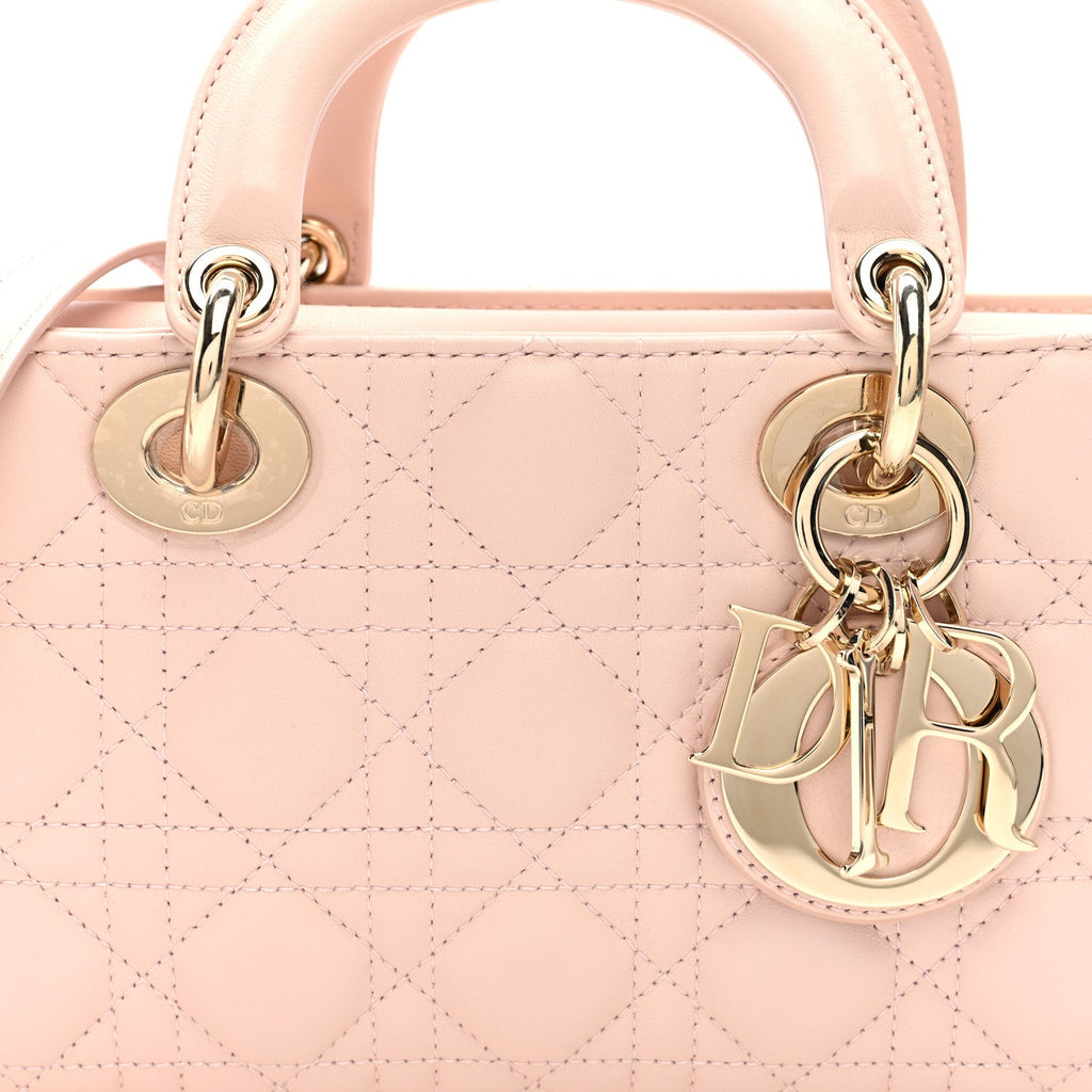 Christian Dior Lambskin Cannage Medium Lady D-Joy Powder Pink
