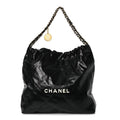 Chanel Shiny Calfskin Quilted Chanel 22 Black White