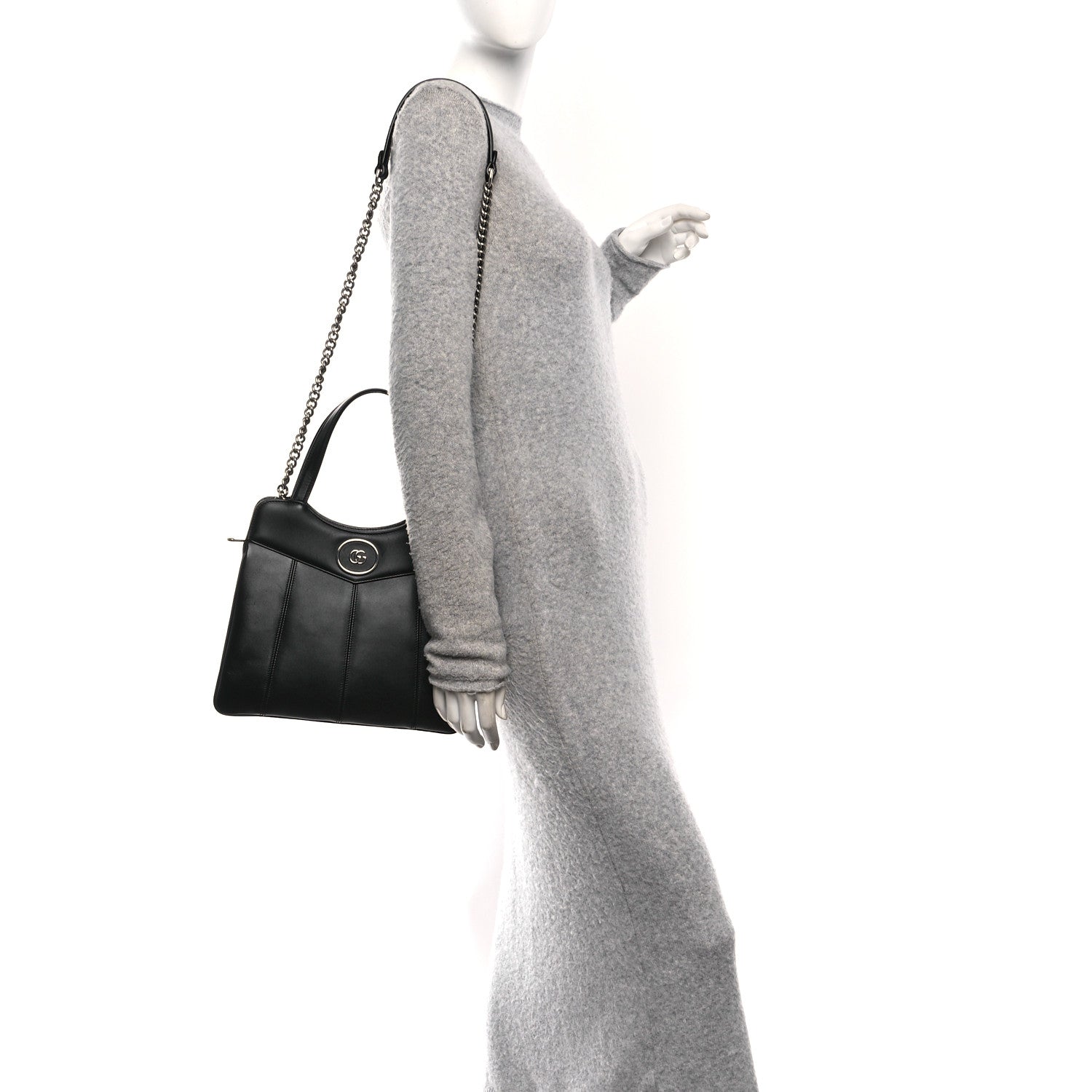 Gucci Calfskin Petite GG Small Tote Bag Black