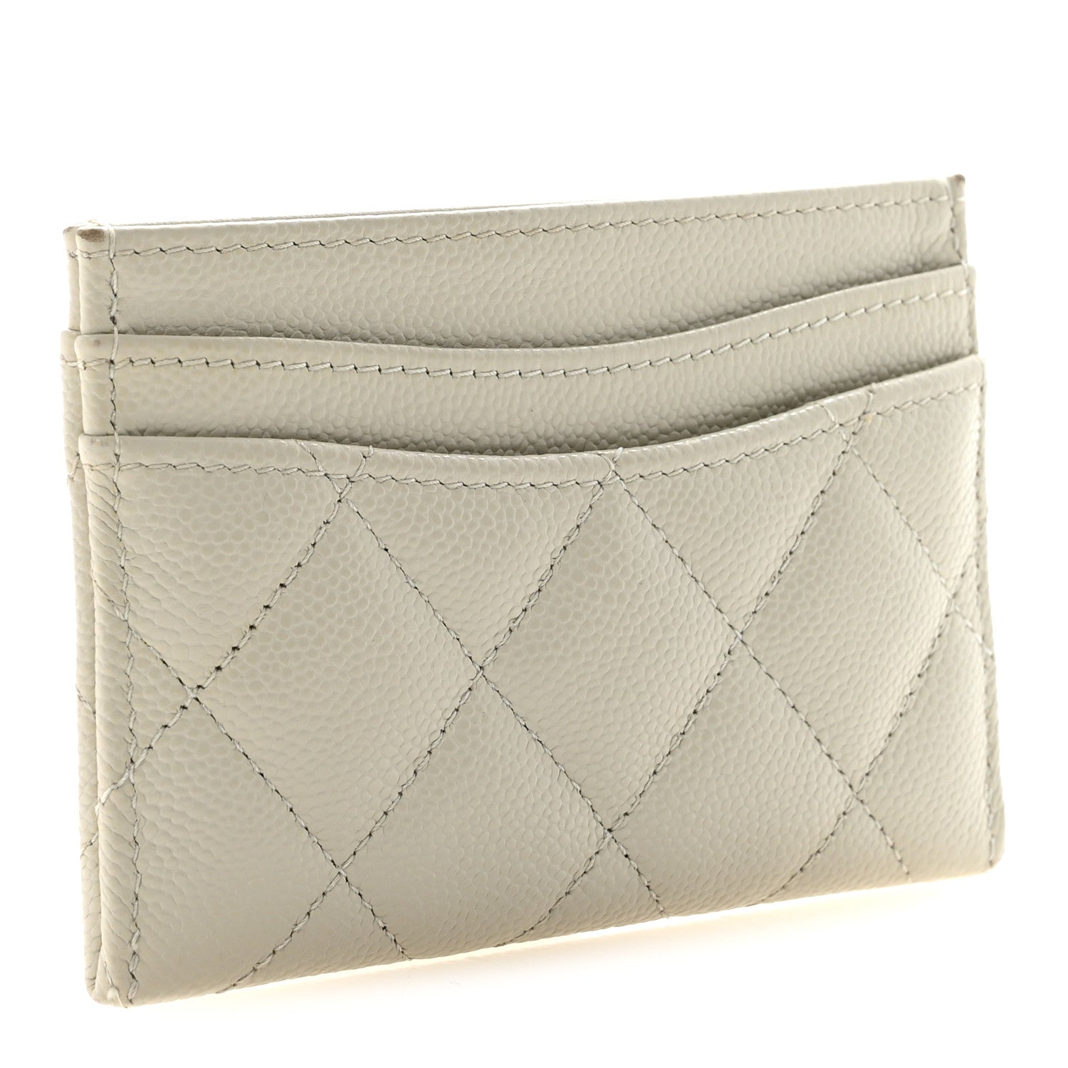 Caviar Quilted Card Holder White