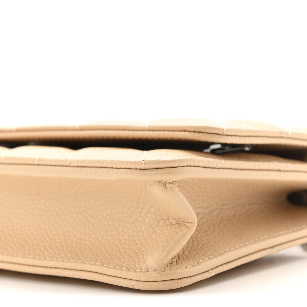 Chanel Caviar Quilted Wallet on Chain WOC Beige