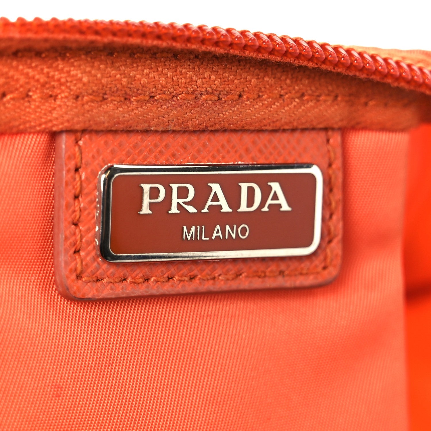 Prada Nylon Vela Cosmetic Pouch Orange