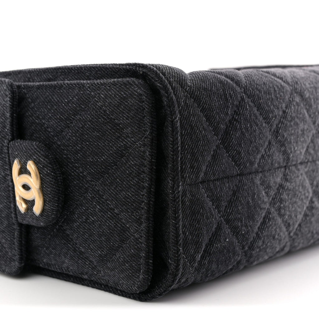 Chanel Washed Denim Quilted Mini Chanel 25 Handbag Black