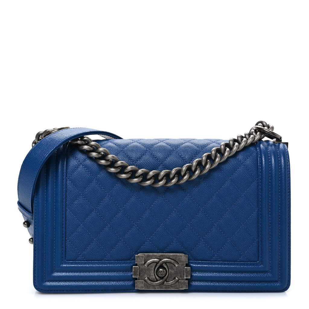 Chanel Caviar Quilted Medium Boy Flap Dark Blue