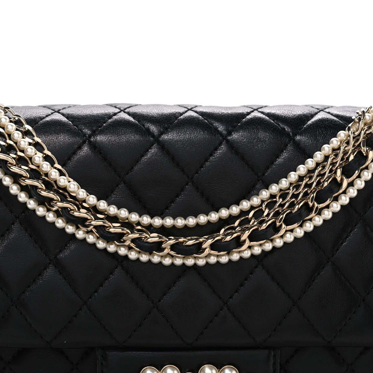 Chanel Lambskin Medium Westminster Pearl Flap Black