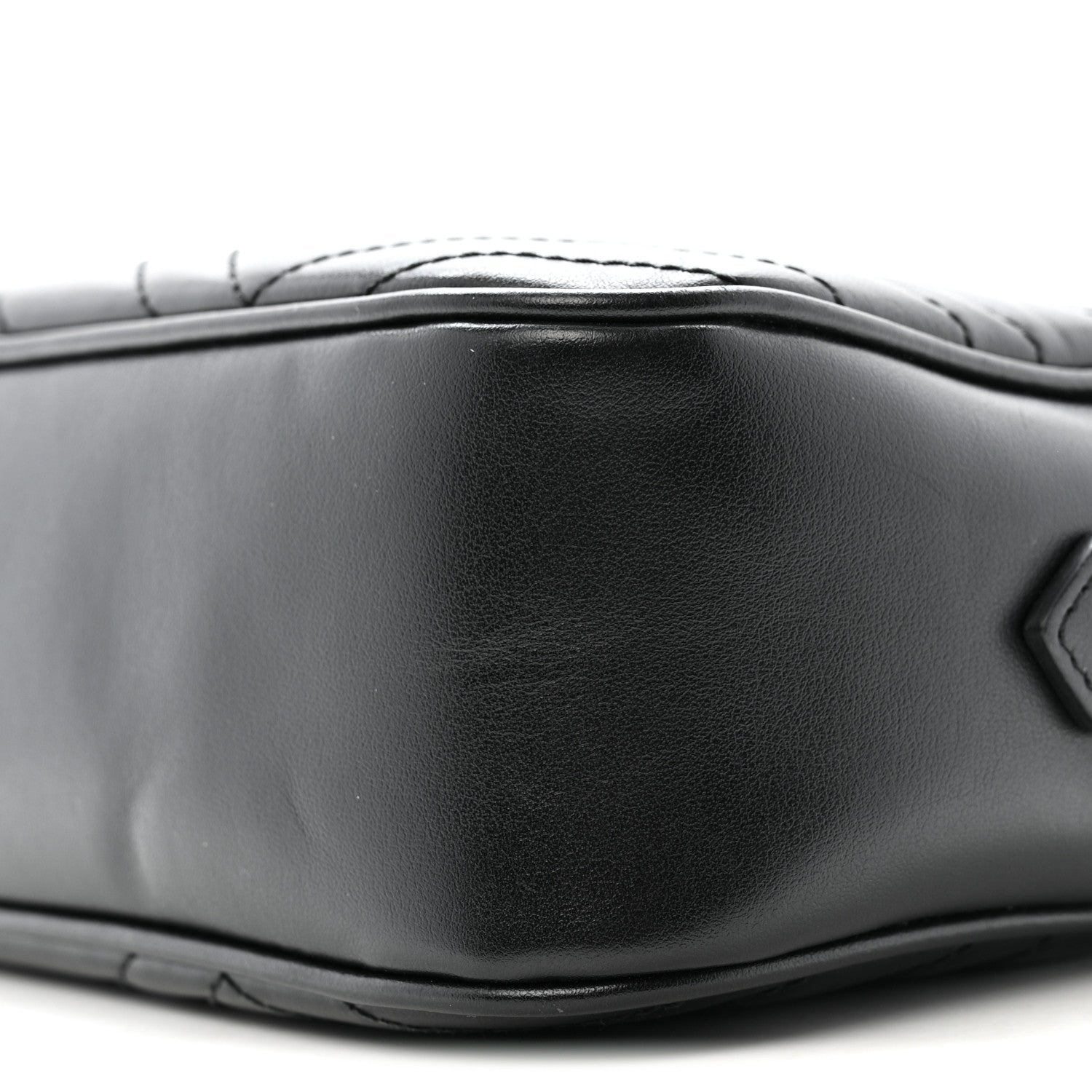 Gucci Calfskin Matelasse Monochrome Small GG Marmont Chain Shoulder Bag Black
