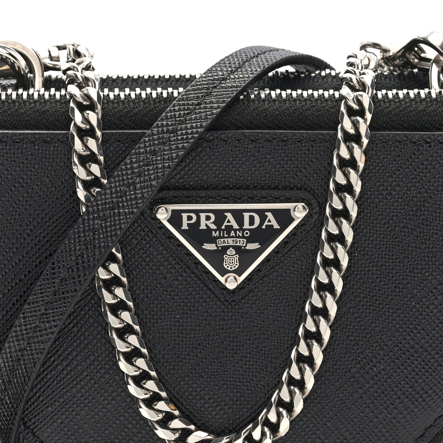 Prada Saffiano Mini Triangle Crossbody Pouch Black