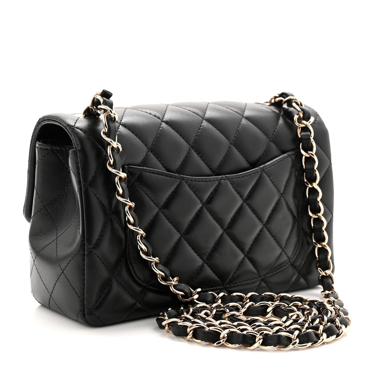Chanel Lambskin Quilted Mini Rectangular Flap Black