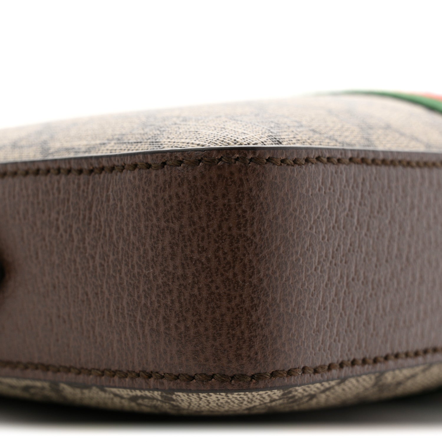 Gucci GG Supreme Monogram Textured Dollar Calfskin Web Ophidia Wristlet Shoulder Bag Beige Ebony New Acero