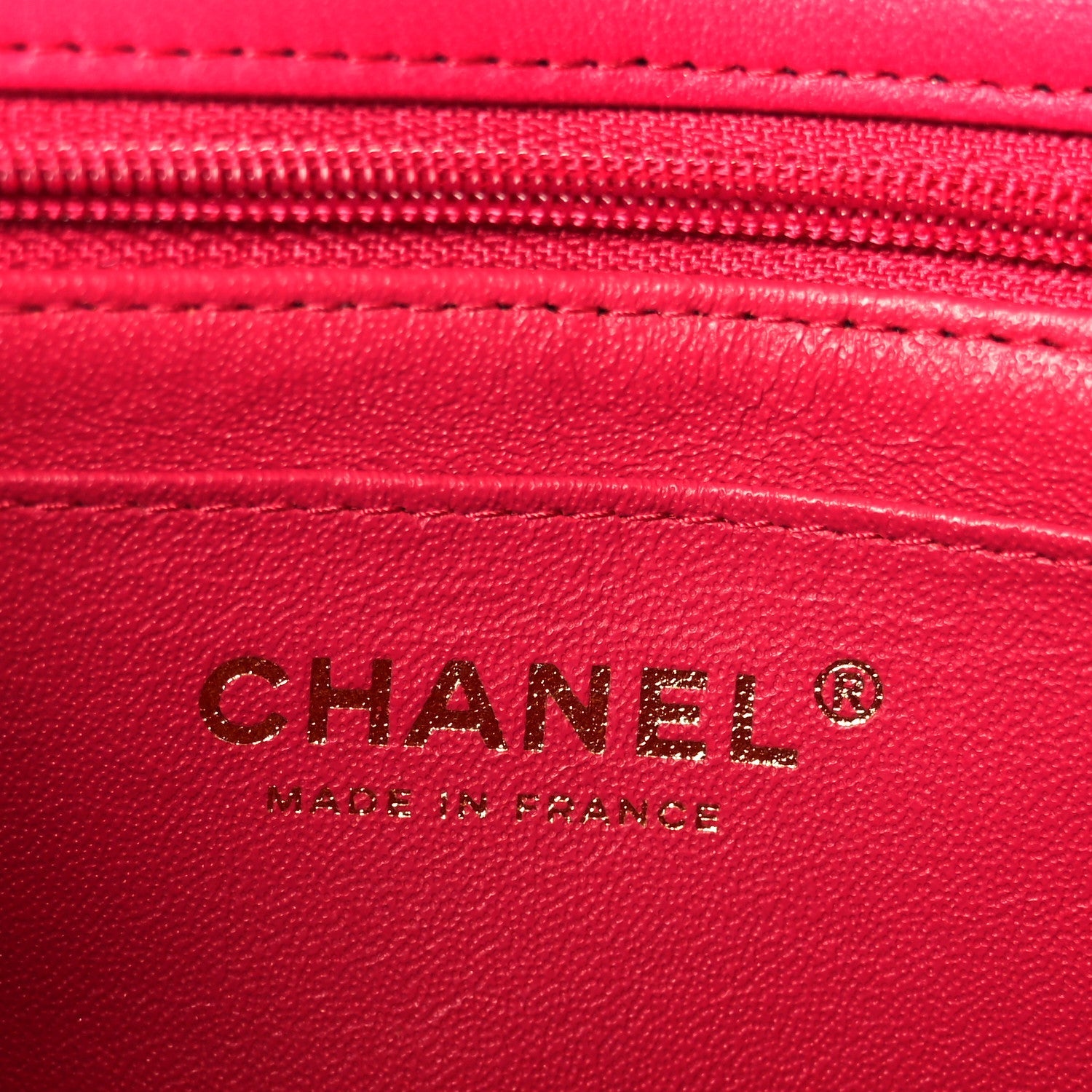 Chanel Lambskin Quilted Mini Top Handle Rectangular Flap Fuchsia