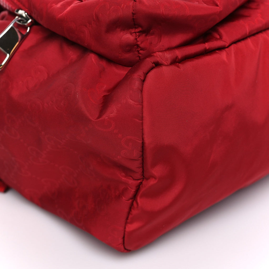 Gucci Nylon Monogram Medium Light Single Buckle Backpack Vibrant Red