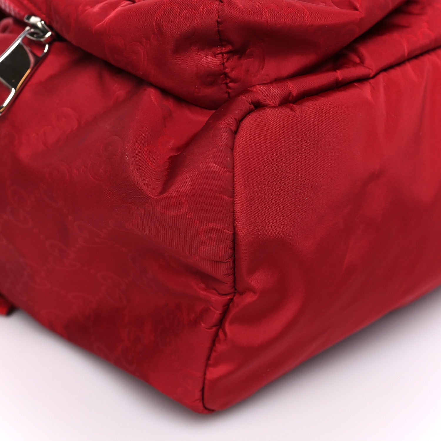 Gucci Nylon Monogram Medium Light Single Buckle Backpack Vibrant Red