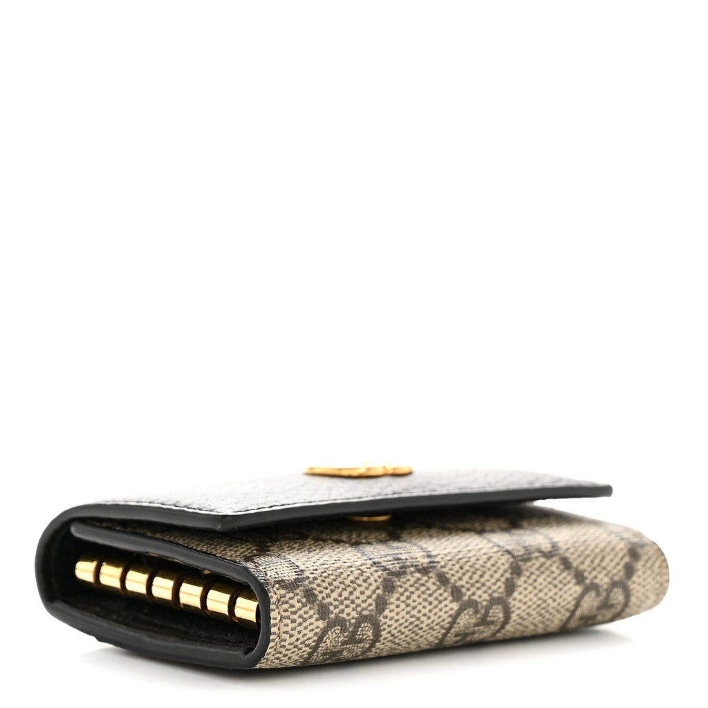 Gucci Dollar Calfskin GG Supreme Monogram GG Marmont 6 Key Holder Case Black Beige Ebony