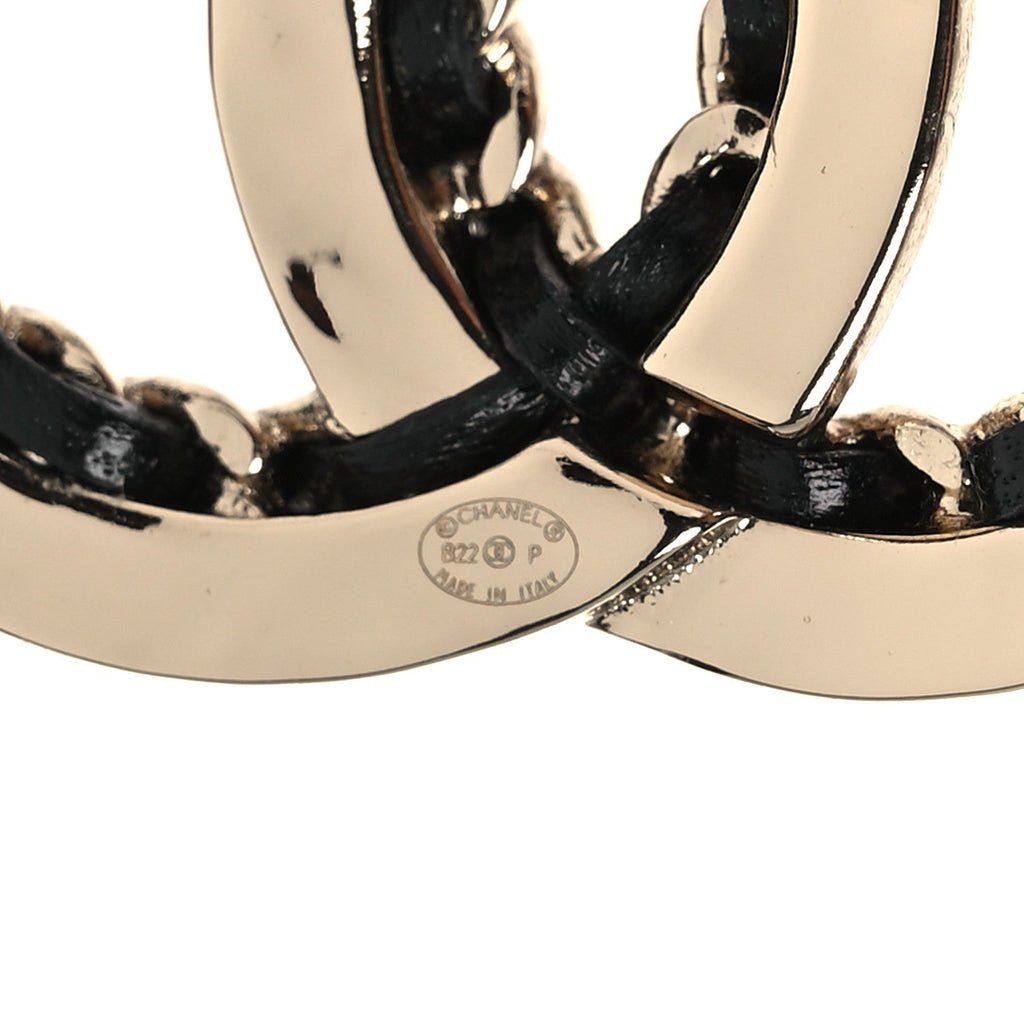 Metal Lambskin Crystal CC Chain Tie Headband Gold Black