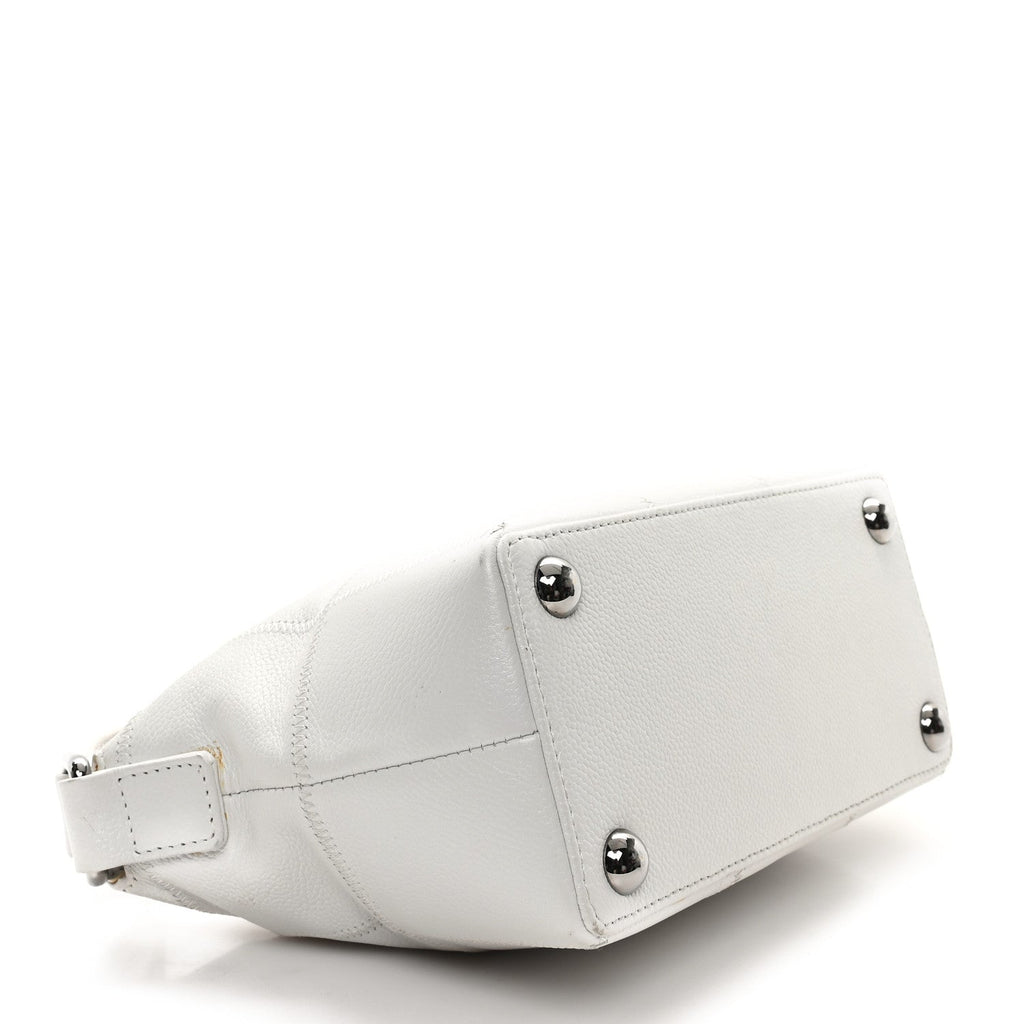 Chanel Caviar Square Stitched Bag White