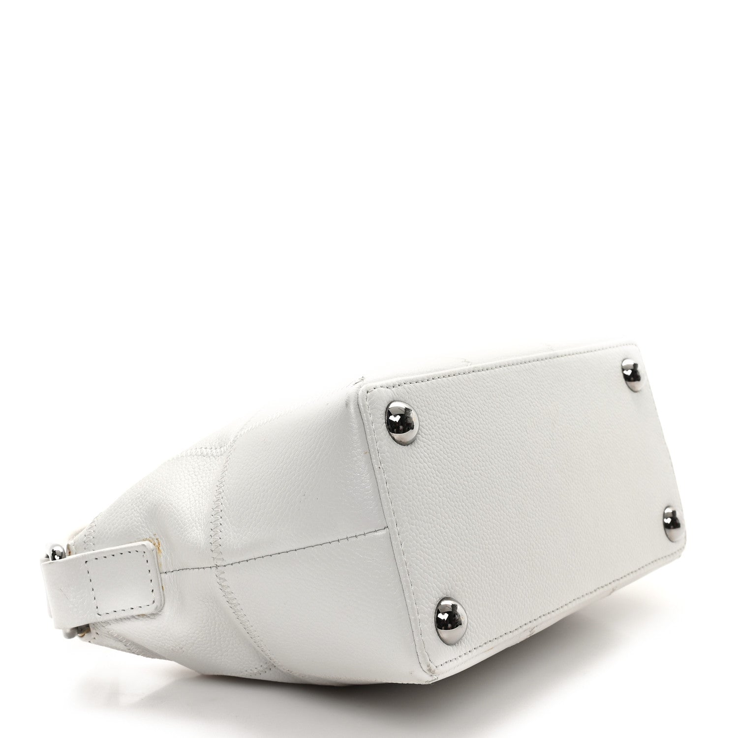 Chanel Caviar Square Stitched Bag White
