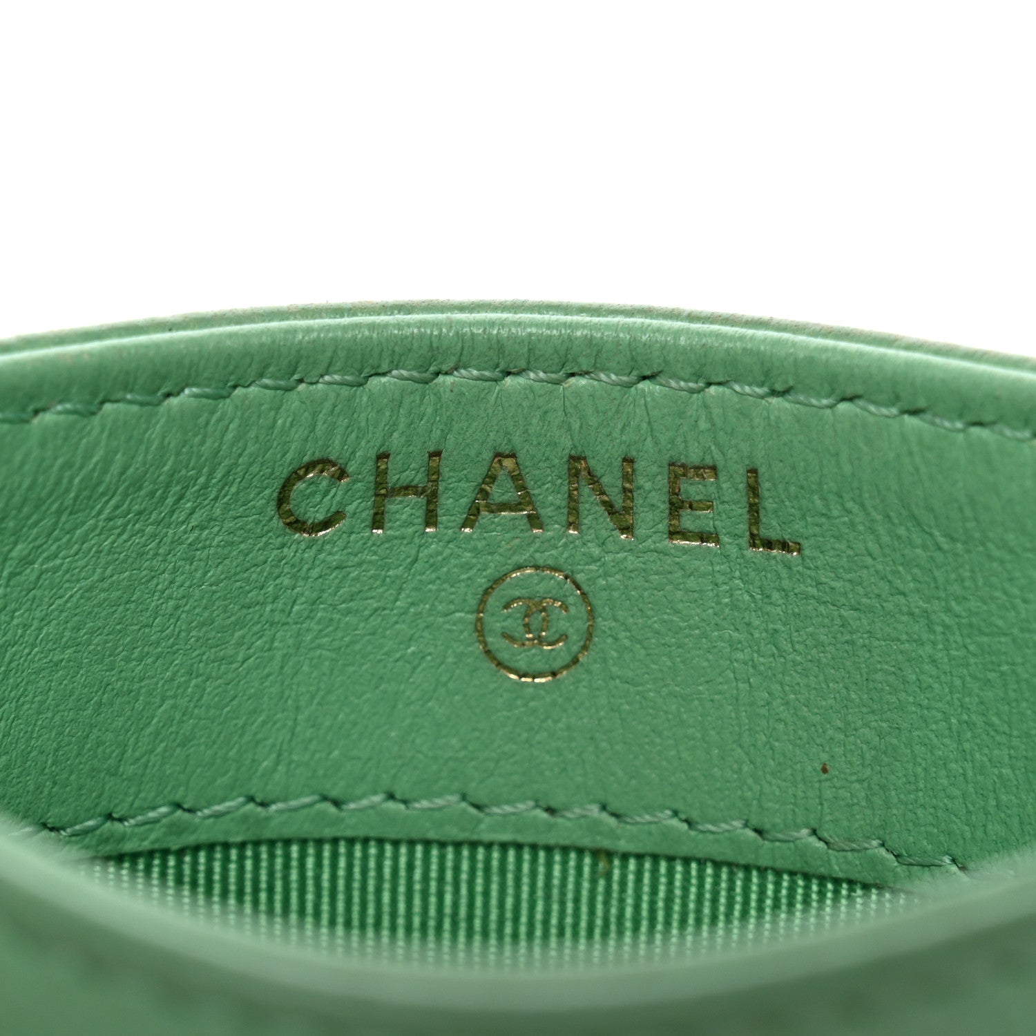 Caviar Quilted Card Holder Green