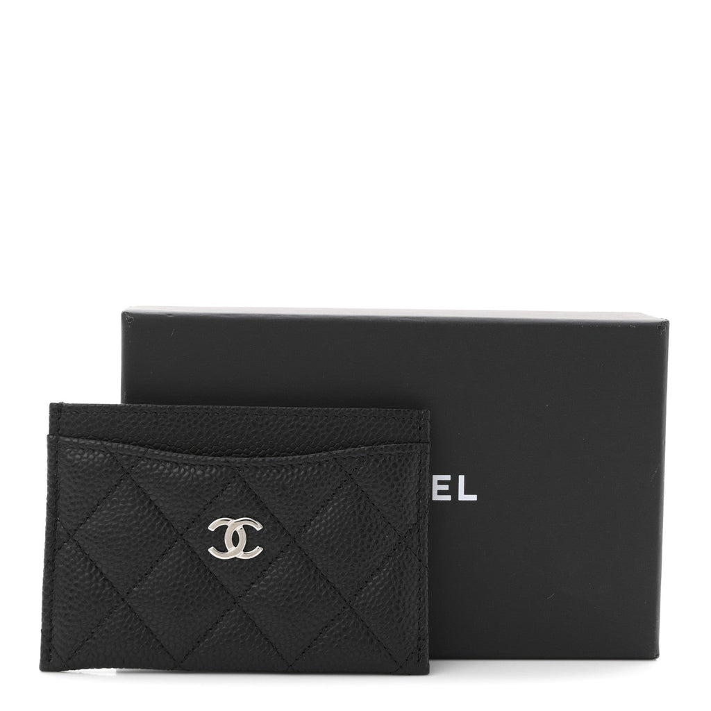 Caviar Quilted Card Holder Black