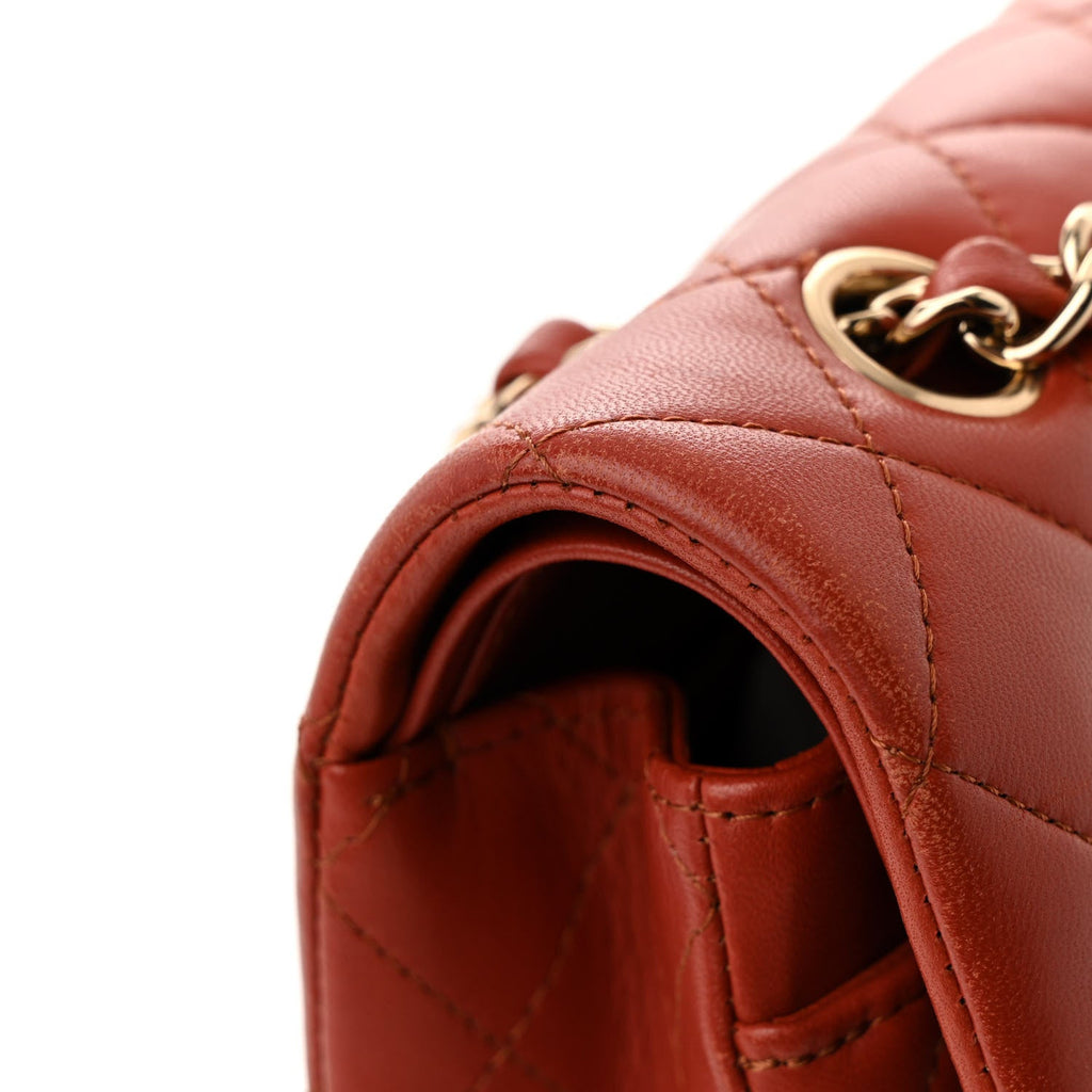 Chanel Lambskin Quilted Small Double Flap Red