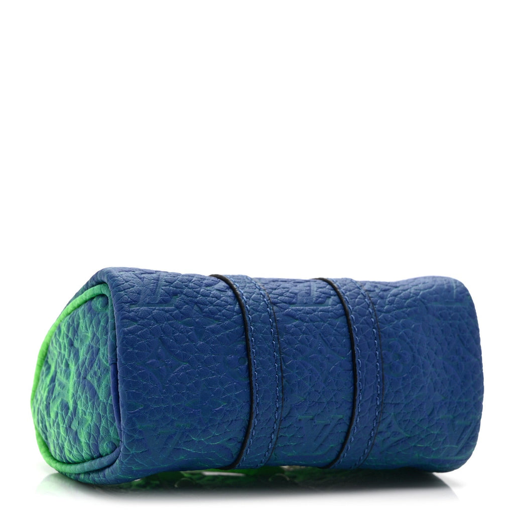 Louis Vuitton Taurillon Illusion Mini Keepall Earphones Pouch Bleu Vert