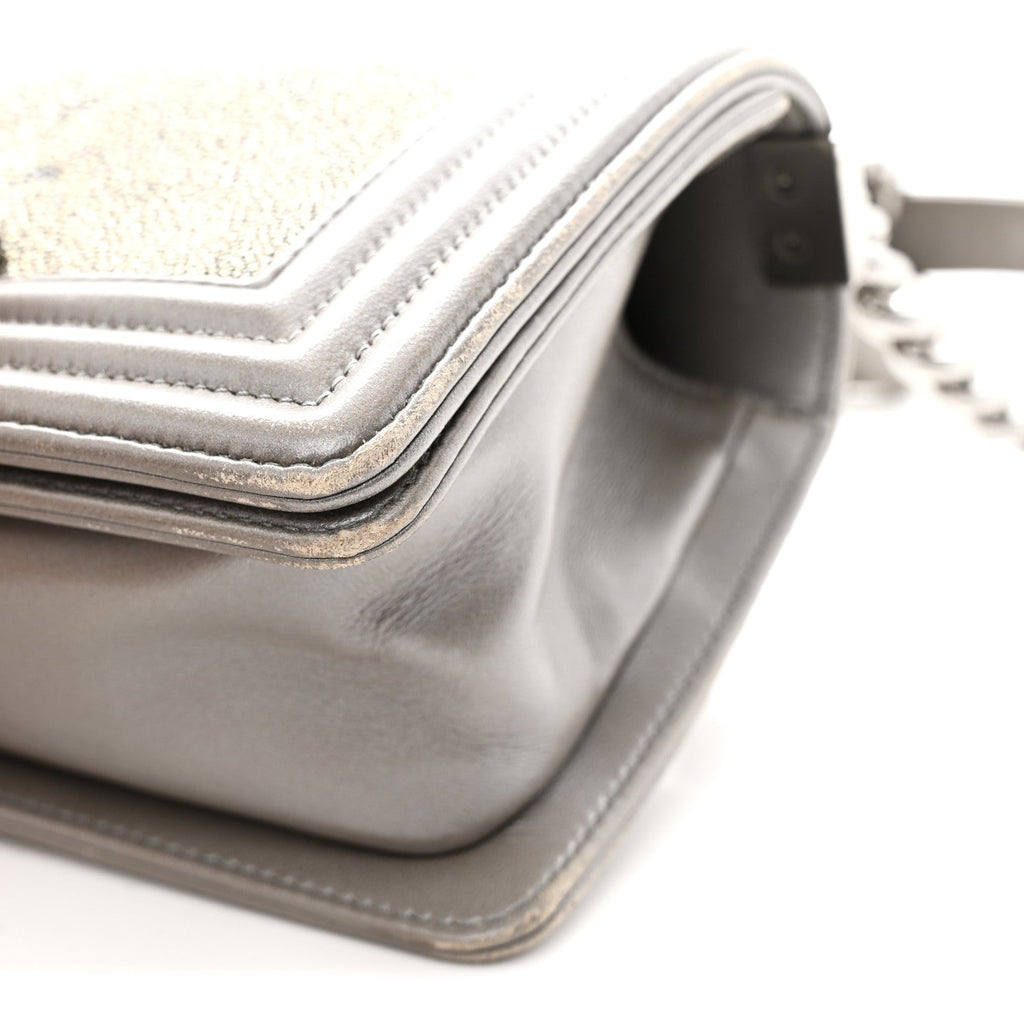 Chanel Galuchat Stingray Small Boy Flap Silver