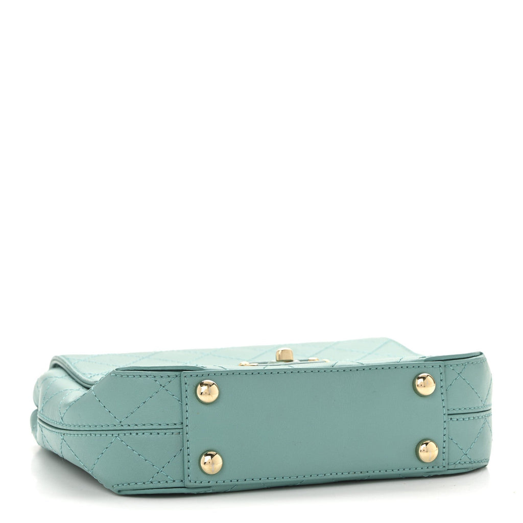 Chanel Calfskin Stitched Small Covered CC Flap Bag Green
